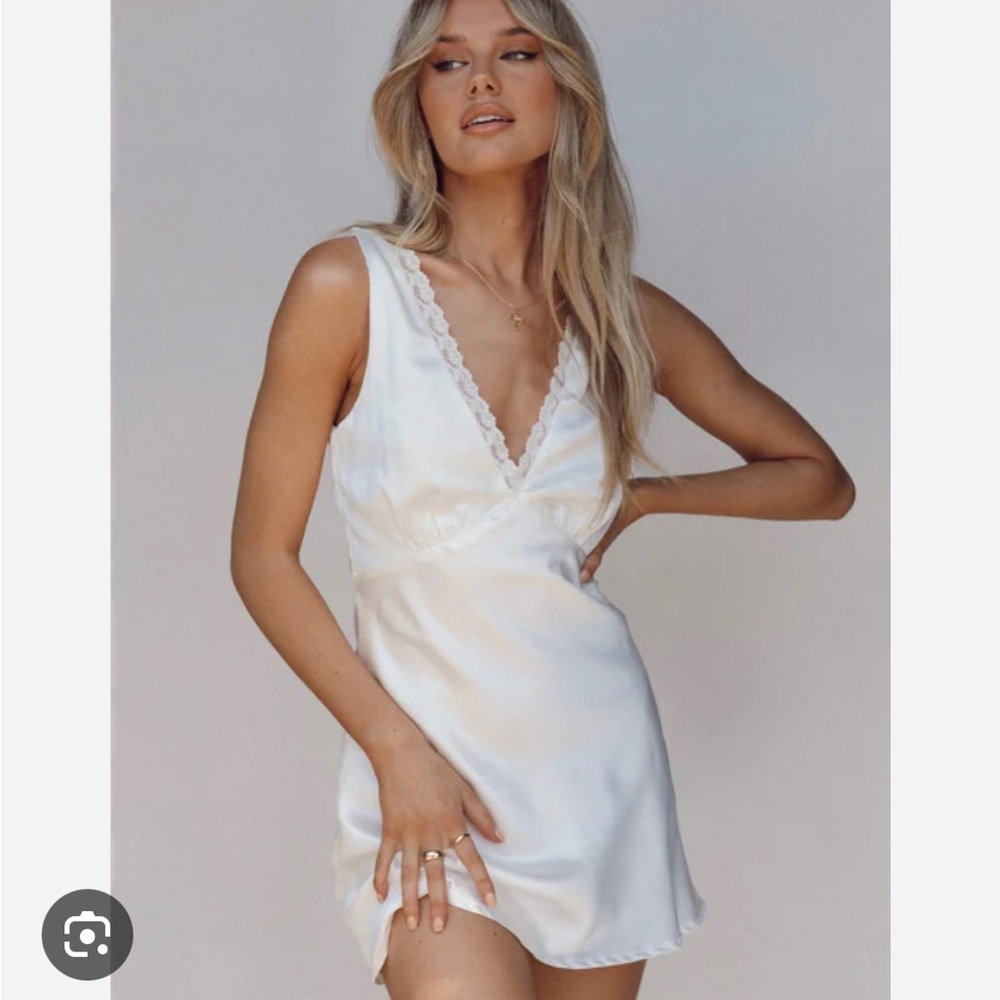 NWOT Princess Polly Posie Mini Dress Satin Slip Lace Trim